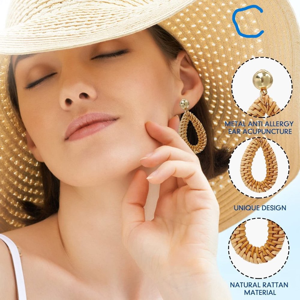 New  Colorful Boho Earrings Set with Tassel Earrings,Acrylic Leaf Earrin - Picture 10 of 10